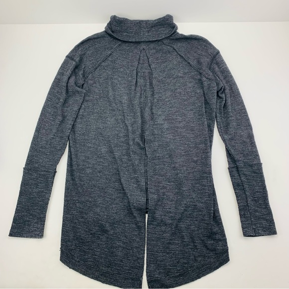 We The Free Split Back Turtleneck Raw Seams Long Sleeve Charcoal - Picture 11 of 13